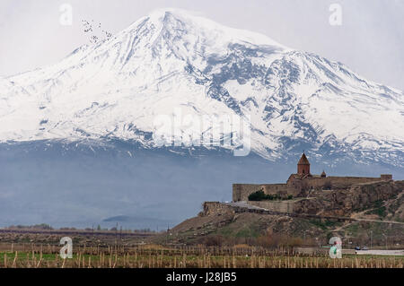 Armenien, Provinz Ararat, das Kloster Khor Virap, es liegt direkt an der türkischen Grenze Stockfoto