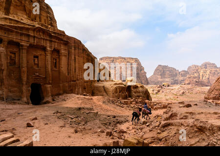 Jordan, Ma'an Gouvernement, Petra Bezirk, der legendäre Felsenstadt Petra, Hauptattraktion: "Schatzhaus des Pharao", UNESCO-Welterbe Stockfoto