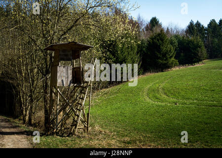 Landschaft mit Jäger hoch stehen am Bodensee, Baden-Württemberg, Deutschland Stockfoto