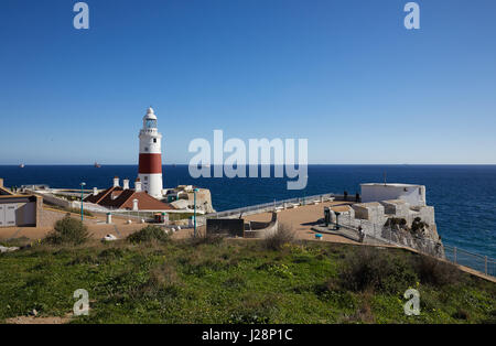 Leuchtturm von Gibraltar, Gibraltar Trinity Leuchtturm, eröffnet im Jahre 1841 an der Südspitze der Halbinsel, "Europa-Punkt" Stockfoto