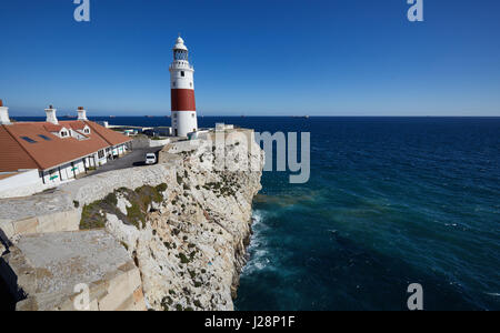 Leuchtturm von Gibraltar, Gibraltar Trinity Leuchtturm, eröffnet im Jahre 1841 an der Südspitze der Halbinsel, "Europa-Punkt" Stockfoto