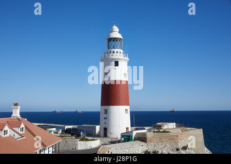 Leuchtturm von Gibraltar, Gibraltar Trinity Leuchtturm, eröffnet im Jahre 1841 an der Südspitze der Halbinsel, "Europa-Punkt" Stockfoto