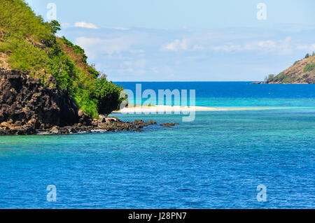 Sandstrand in der Nähe von Naviti Island, Teil der Yasawa-Inseln in Fidschi Stockfoto