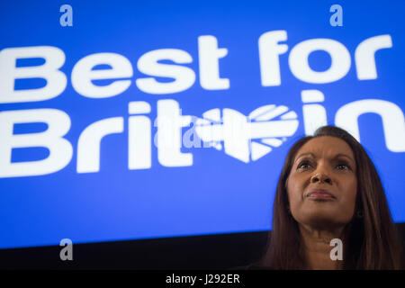 Gina Miller bei der Vorstellung der besten für Großbritannien Kampagne, die darauf abzielt, die Menschen überzeugen, taktisch Stimmen bei den Parlamentswahlen am Institute of Contemporary Arts im Zentrum von London. Stockfoto