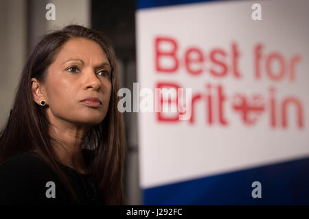 Gina Miller bei der Vorstellung der besten für Großbritannien Kampagne, die darauf abzielt, die Menschen überzeugen, taktisch Stimmen bei den Parlamentswahlen am Institute of Contemporary Arts im Zentrum von London. Stockfoto