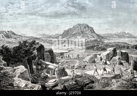 Nea Korinthos oder neue Korinth im Jahre 1858 nach einem Erdbeben, Corinthia, Peloponnes, Griechenland Stockfoto