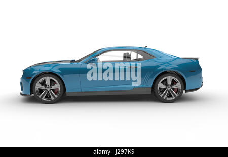 Generische blauer Sportwagen isoliert auf weißem Hintergrund Stockfoto