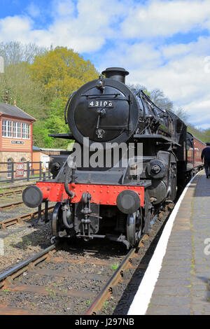 Dampf-Lokomotive Nr. 43106 Highley Bahnhof auf die Severn Valley Railway, Shropshire, England, UK. Stockfoto