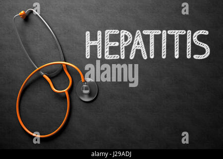 Hepatitis-Konzept auf Tafel. 3D Illustration. Stockfoto