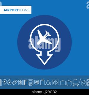 Vektor Icon, Airport-Symbol. Start und Landung des Flugzeugs. Stock Vektor