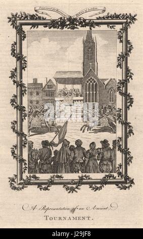 Ein Mittelalterliches Ritterturnier in London. Ritter in Rüstung. HARRISON 1776 Stockfoto
