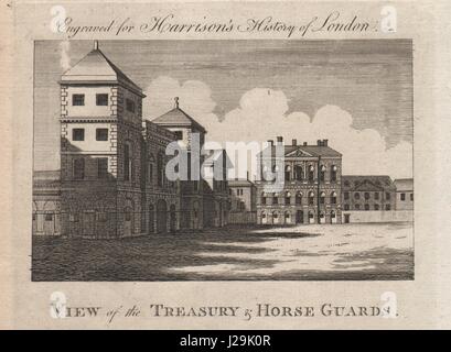 "Blick auf die Treasury & Horse Guards, Whitehall, London. HARRISON 1776 print Stockfoto