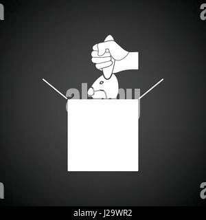 Kaninchen in magische Box Symbol. Schwarzer Hintergrund mit weißen. Vektor-Illustration. Stock Vektor