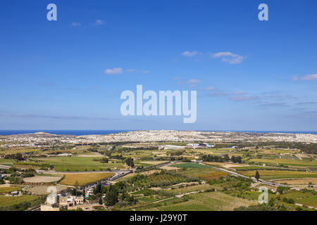 Blick von Mdina auf der Nordseite von Malta Stockfoto