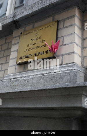 Die Wiege der Filmschauspielerin Audrey Hepburn in der Gemeinde Ixelles Brüssel Belgien 4. Mai 1929. 48 Rue Keyenveld Stockfoto