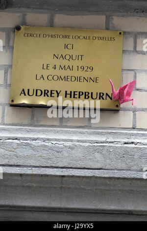 Die Wiege der Filmschauspielerin Audrey Hepburn in der Gemeinde Ixelles Brüssel Belgien 4. Mai 1929. 48 Rue Keyenveld Stockfoto