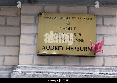 Die Wiege der Filmschauspielerin Audrey Hepburn in der Gemeinde Ixelles Brüssel Belgien 4. Mai 1929. 48 Rue Keyenveld Stockfoto