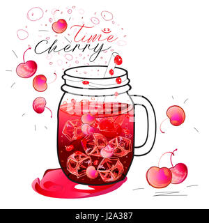 kalten Kirsch Drink im Einmachglas Stockfoto