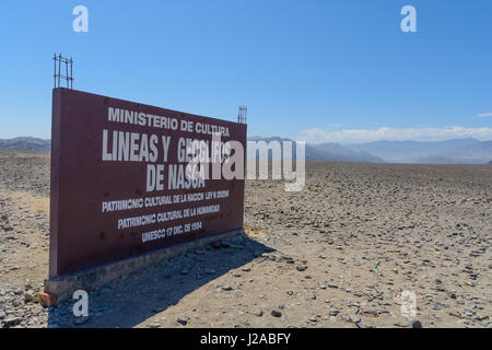 Peru, Ica, Nazca, die berühmten Linien von Nazca, UNESCO-Weltkulturerbe Stockfoto