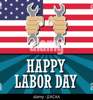 Plakat der glückliche Tag der Arbeit, Maifeiertag, Verkauf Tag, Tag der Arbeit, 1. Mai. Vektor-illustration Stock Vektor