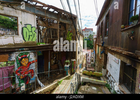 Chile, Región de Valparaíso, Valparaíso, Bildserien auf künstlerische Graffiti in Valparaiso Stockfoto