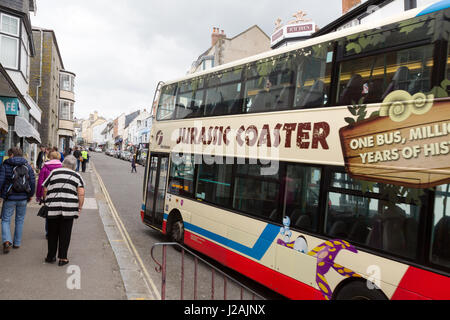 Jurassic Coaster-Bus-Service, Lyme Regis Dorset UK Stockfoto