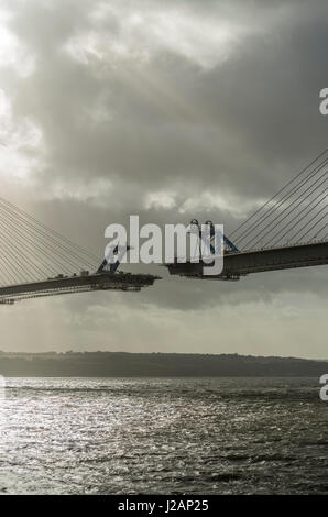 Queensferry Crossing unter Konstruktion, North Queensferry, Schottland, Vereinigtes Königreich Stockfoto