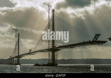 Queensferry Crossing unter Konstruktion, North Queensferry, Schottland, Vereinigtes Königreich Stockfoto