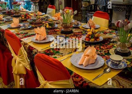 Pinang Peranakan Mansion, ein Museum mit Antiquitäten und präsentiert Peranakans Zoll, Interior Design und Lifestyle, Malaysia Stockfoto