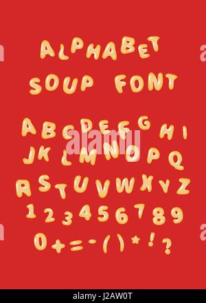 Buchstaben-Suppe-Schrift auf rot Stock Vektor