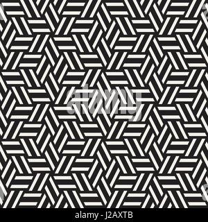 Kubische Gitter Tiling endlose elegante Textur. Abstrakten geometrischen Hintergrund-Design. Nahtlose Rhombus Formen schwarz-weiß Vektormuster. Stock Vektor