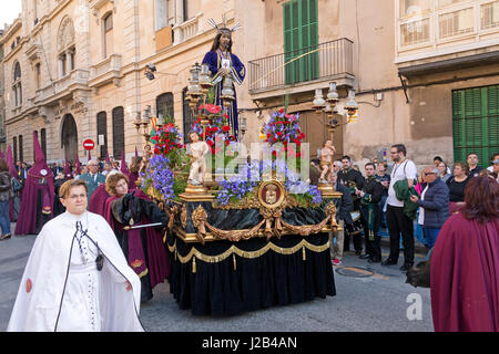 Karfreitags-Prozession am Placa St. Francisco in Palma De Mallorca, Spanien Stockfoto