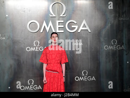 Erin O'Connor Teilnahme an Lost in Space Veranstaltung zur Feier des 60. Jahrestages der OMEGA Speedmaster hielt in der Turbinenhalle, Tate Modern, 25 Sumner Street, Bankside, London. Stockfoto