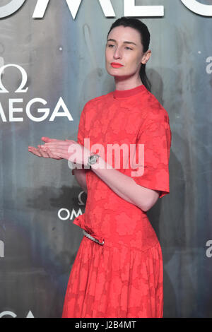 Erin O'Connor Teilnahme an Lost in Space Veranstaltung zur Feier des 60. Jahrestages der OMEGA Speedmaster hielt in der Turbinenhalle, Tate Modern, 25 Sumner Street, Bankside, London. Stockfoto