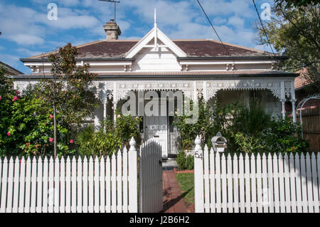 Klassische späten viktorianischen Ära Doppel-fronted Holz in suburban Elsternwick, Melbourne, Australien Stockfoto