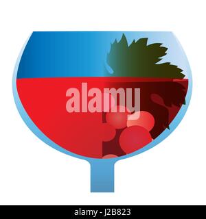 Rotwein in einem Glas mit Trauben-Vektor Stock Vektor