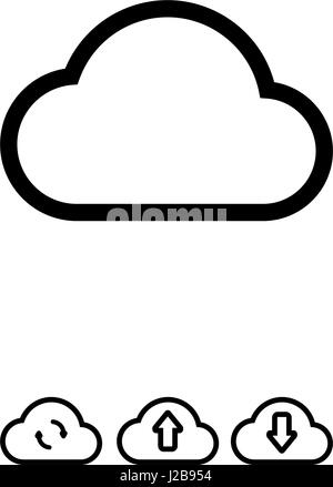 Daten-Cloud-Symbol. Sicherung und Wiederherstellung zu unterzeichnen.  Isoliert auf weißem Hintergrund Stock Vektor