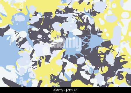 Gelb blau graue Tinte Farbe spritzt farbigen Hintergrund Stockfoto