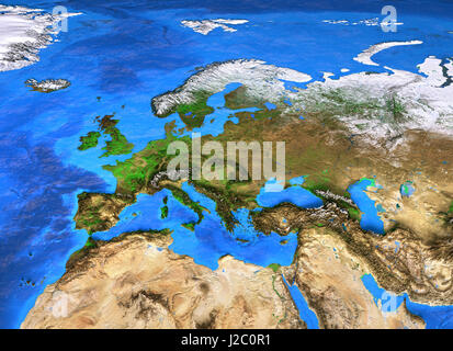 Europakarte. Detailansicht Satelliten die Erde und die Landschaftsformen. Elemente dieses Bildes, eingerichtet von der NASA Stockfoto