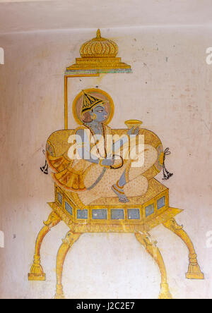 Wandbild. Mehrangarh Fort. 10. Jahrhundert. Jodhpur. Rajasthan. Indien. Stockfoto