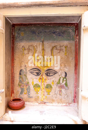 Wandbild. Mehrangarh Fort. 10. Jahrhundert. Jodhpur. Rajasthan. Indien. Stockfoto