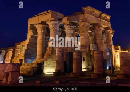 Ägypten, Gouvernement Assuan, Kom Ombo, der Tempel von Kom Ombo widmet sich die Götter Horus (Falke) und Sobek (Krokodil) Stockfoto
