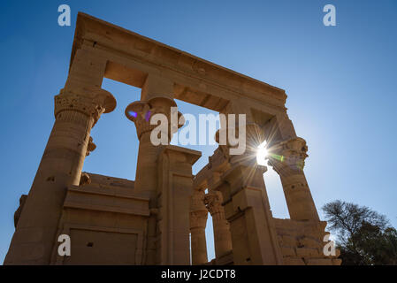 Ägypten, Rotes Meer Gouvernement, Philae, die Tempel von Philae, gewidmet der Göttin Hathor, befindet sich auf einer Nil-Insel, UNESCO-Weltkulturerbe Stockfoto