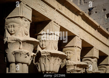 Ägypten, Rotes Meer Gouvernement, Philae, die Tempel von Philae, gewidmet der Göttin Hathor, befindet sich auf einer Nil-Insel, UNESCO-Weltkulturerbe Stockfoto