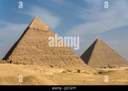 Ägypten, Gizeh Gouvernement, Gizeh, die Pyramiden von Gizeh sind UNESCO-Welterbestätten Stockfoto