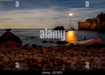 Italien, Toskana, Provincia di Livorno, begleiten Sie die Crew, Segeln Italien: Elba, die Boote in der Nacht Stockfoto