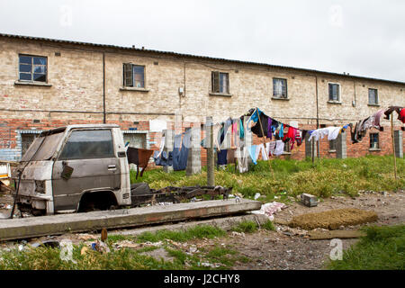 South Africa, Western Cape, Cape, Wäsche im Hinterhof in Langa Langa ist ein Stadtteil von Kapstadt in der Provinz Western Cape Stockfoto