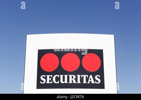 Odense, Dänemark - 9. April 2017: Securitas ist eine Sicherheit Überwachung, Beratung und Untersuchung Gruppe mit Sitz in Schweden Stockfoto