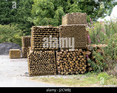 Ein Stapel von neugebildeten Fechten Beiträge in allen verschiedenen Formen und Größen Stockfoto