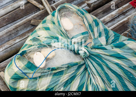 Indonesien, Sulawesi Selatan, Kabupaten Soppeng verpackt, Fischernetz, See Danau Tempe Stockfoto